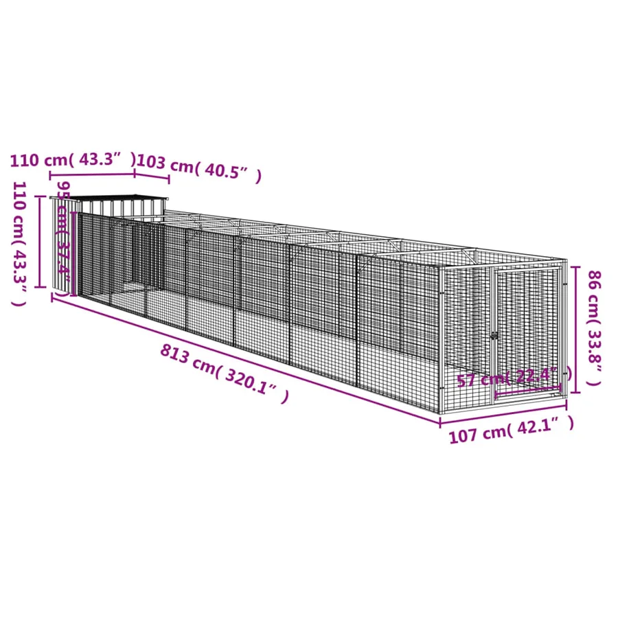 Niche pour chien avec cour gris clair 110x813x110 cm - 8