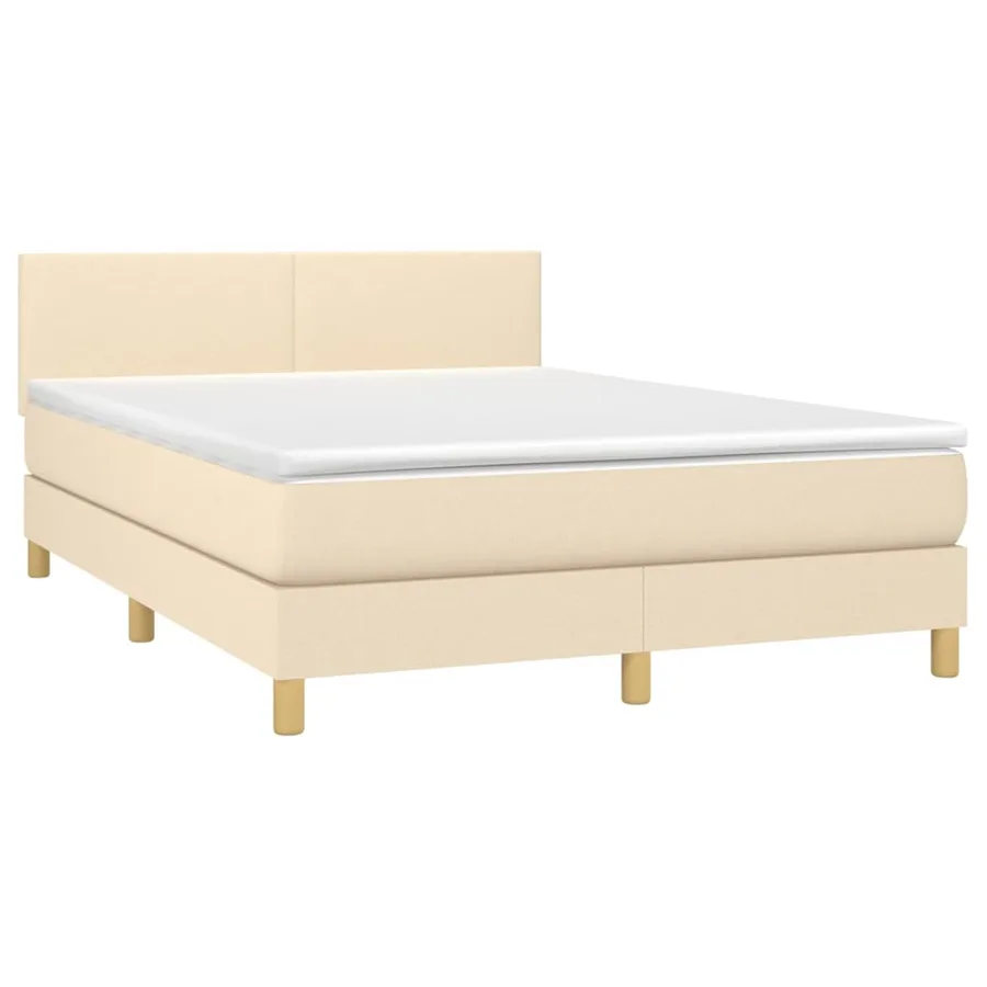 Sommier à lattes de lit avec matelas Crème 140x200 cm Tissu - 3