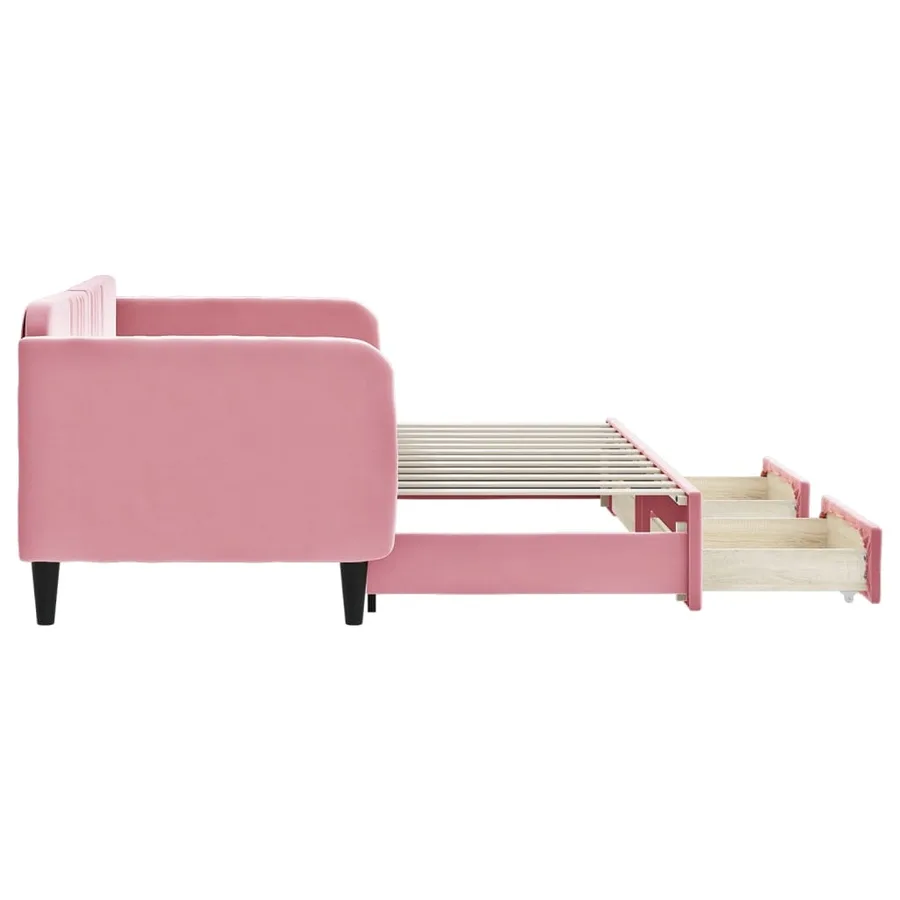 Lit de jour avec gigogne et tiroirs sans matelas rose 80x200 cm - 4
