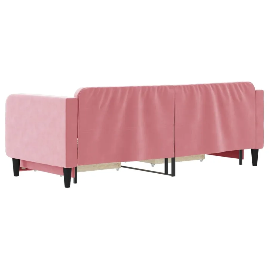 Lit de jour avec gigogne et tiroirs sans matelas rose 80x200 cm - 5