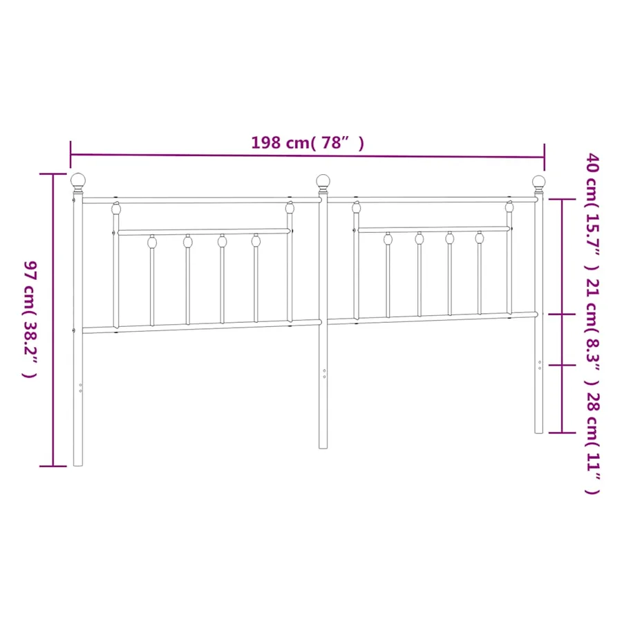 Tête de lit de remplacement métal noir 193 cm - 7