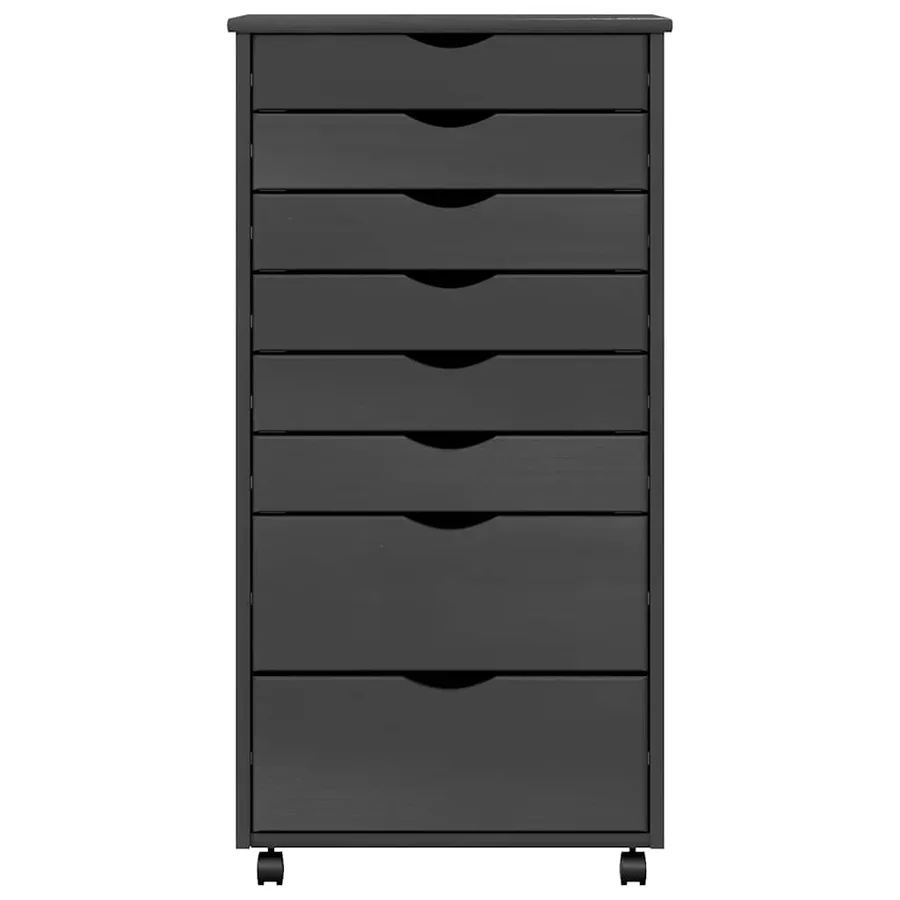 Armoire roulante avec tiroirs MOSS gris bois de pin solide - 4
