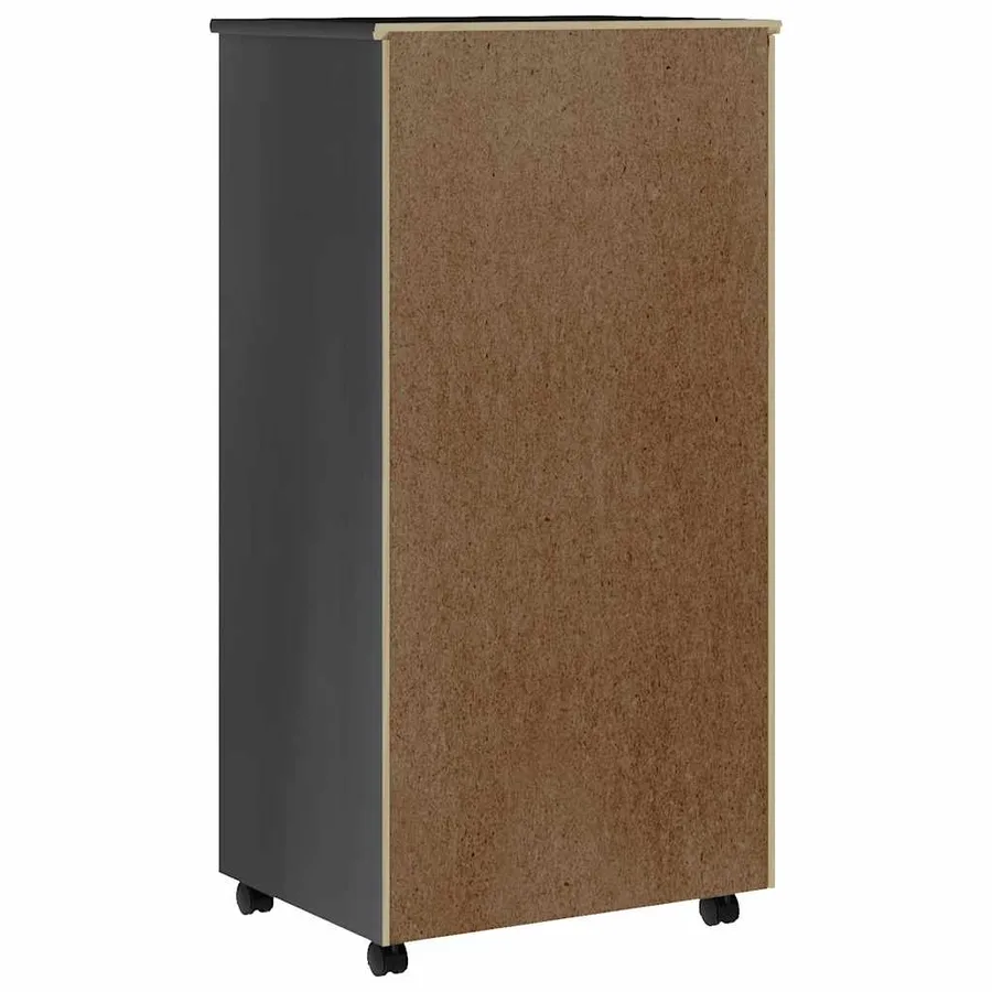 Armoire roulante avec tiroirs MOSS gris bois de pin solide - 5