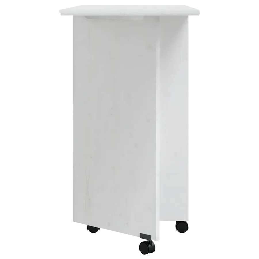 Armoire roulante avec bureau MOSS blanc bois de pin solide - 6