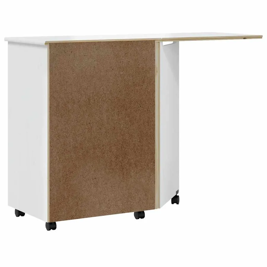 Armoire roulante avec bureau MOSS blanc bois de pin solide - 7