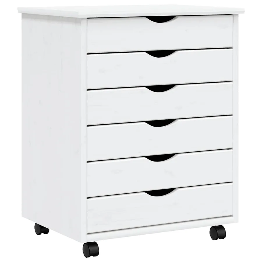 Armoire roulante avec tiroirs MOSS blanc bois de pin solide - 2