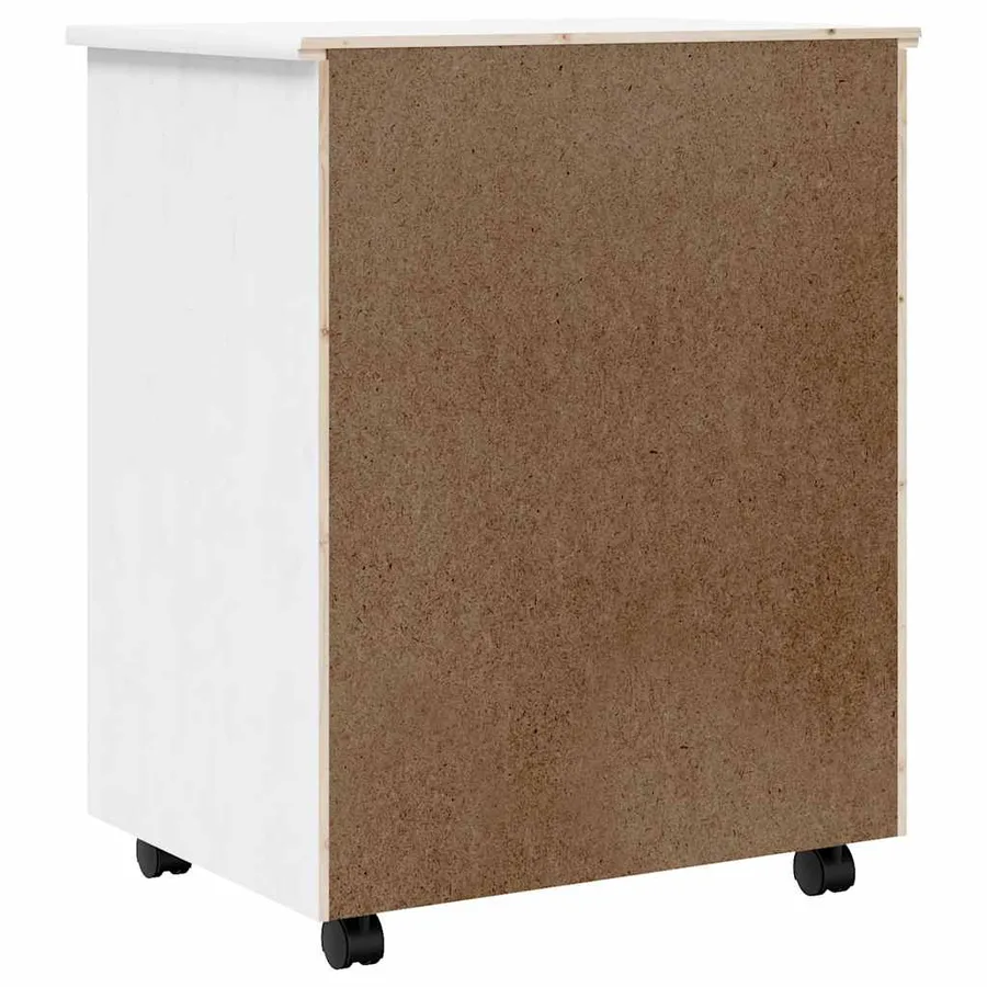 Armoire roulante avec tiroirs MOSS blanc bois de pin solide - 6