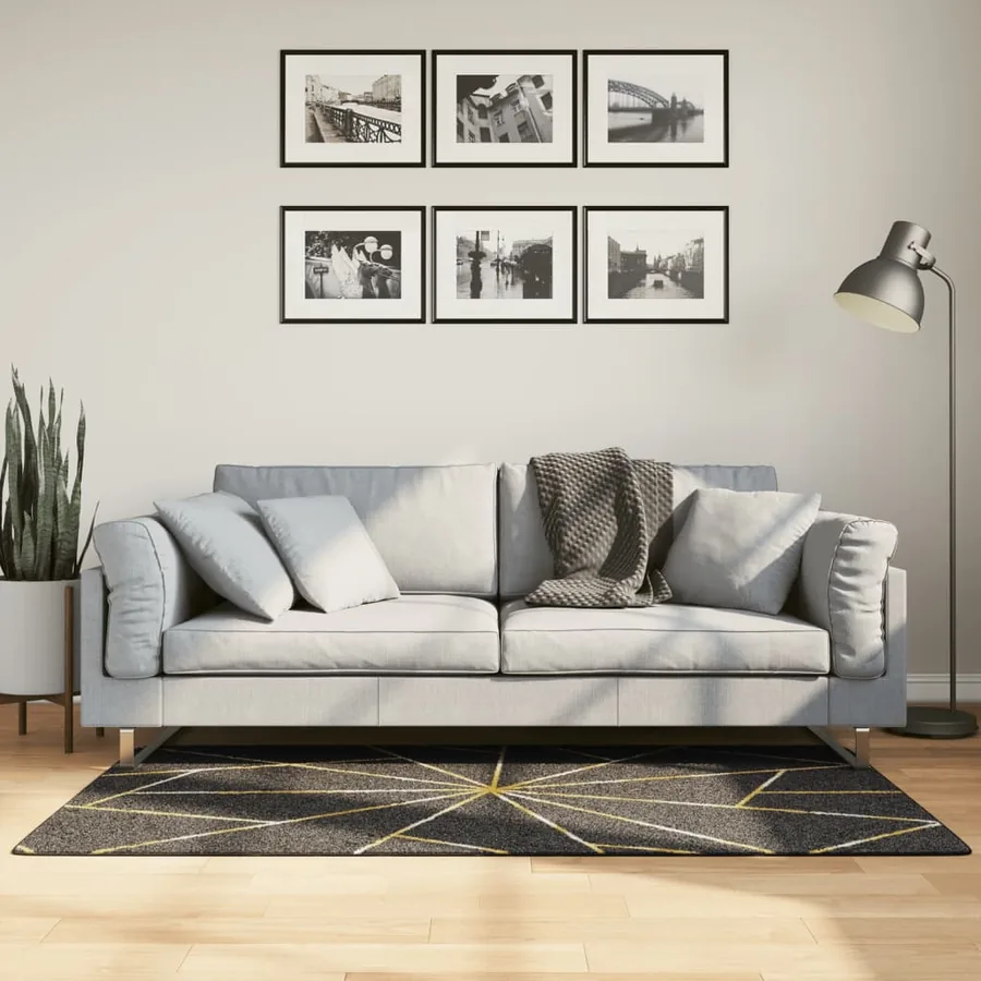 Tapis lavable noir et doré 80x150 cm