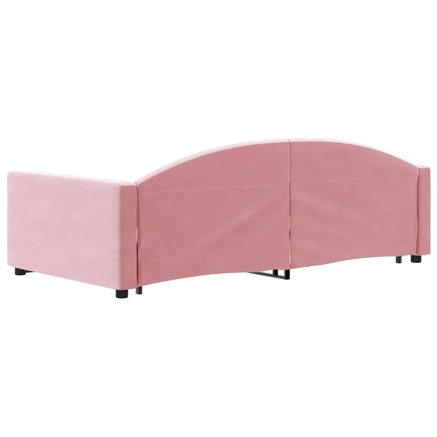 Lit de jour avec gigogne et tiroirs rose 100x200 cm velours - 5