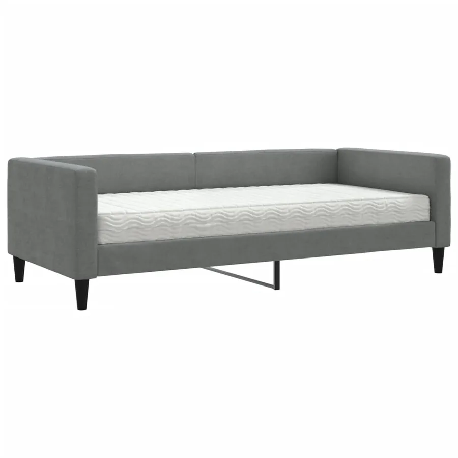 Lit de jour avec matelas gris foncé 90x200 cm tissu - 2
