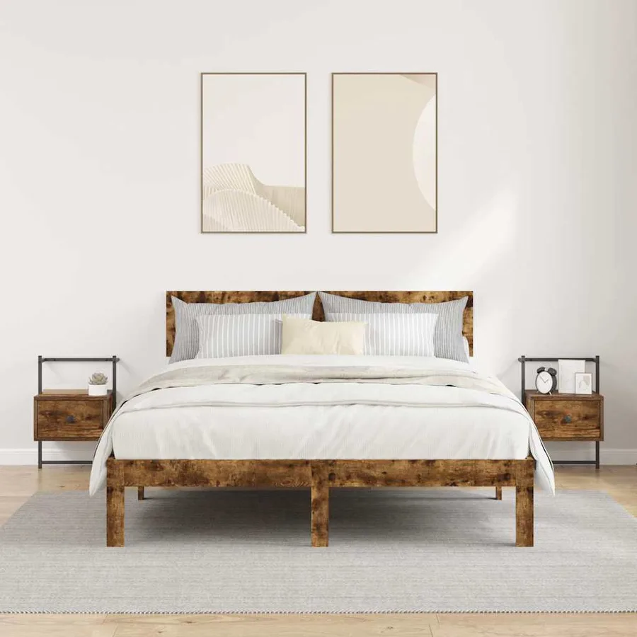 Table de chevet murale 2 pcs chêne fumé 35x30x51 cm - 3