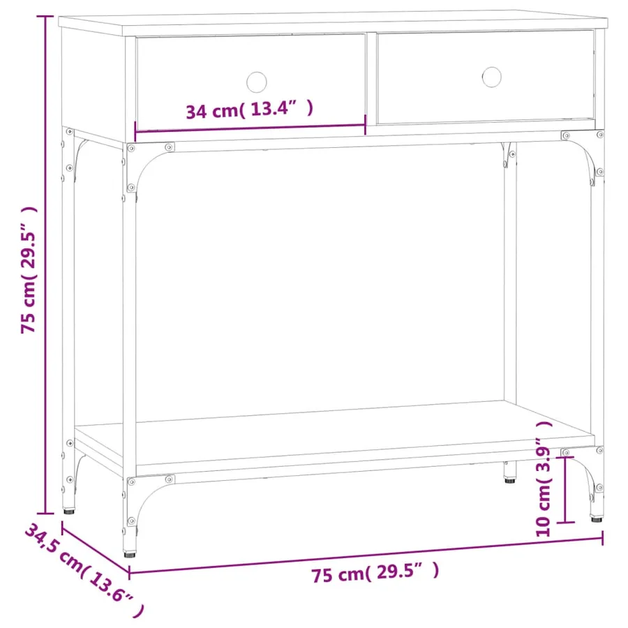 Table console sonoma gris 75x34,5x75 cm bois d'ingénierie - 11
