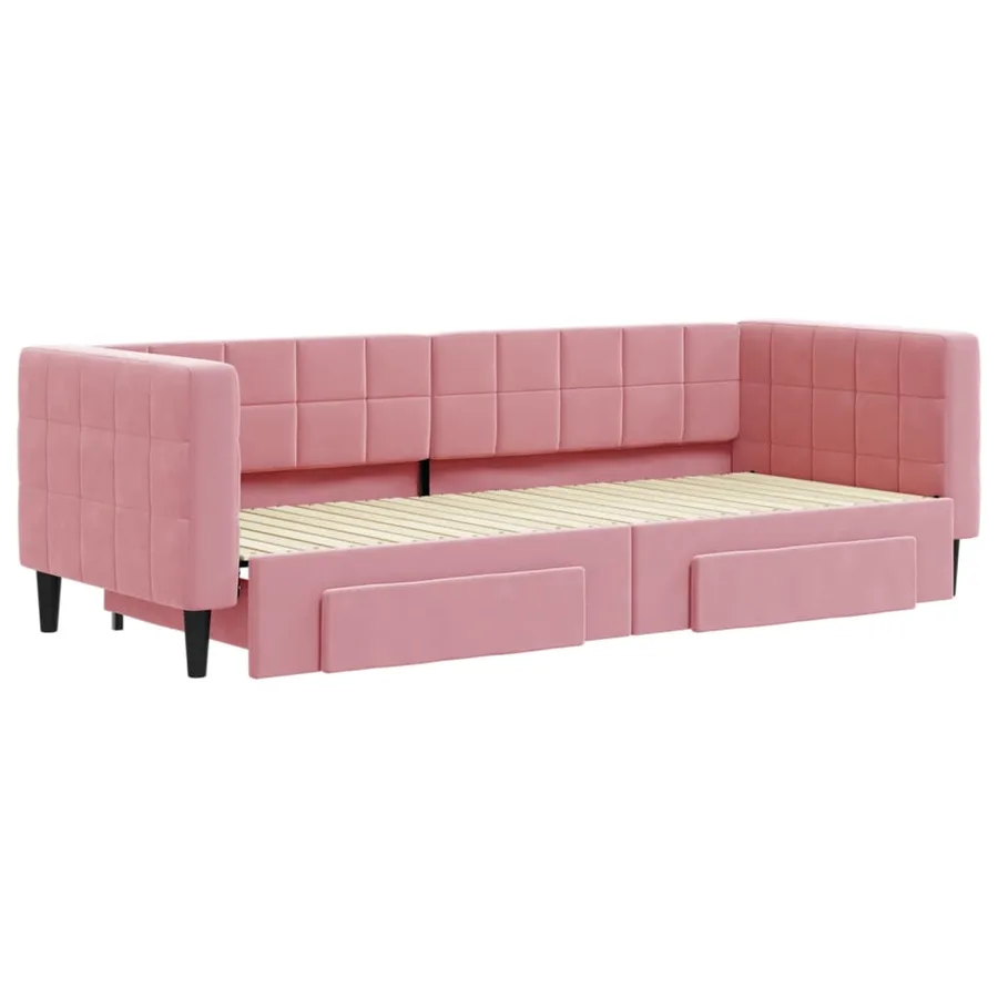 Lit de jour avec gigogne et tiroirs sans matelas rose 80x200 cm - 3