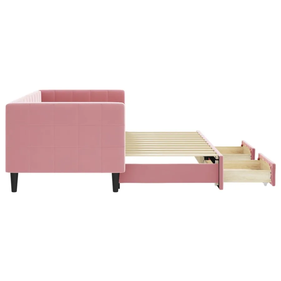 Lit de jour avec gigogne et tiroirs sans matelas rose 80x200 cm - 4
