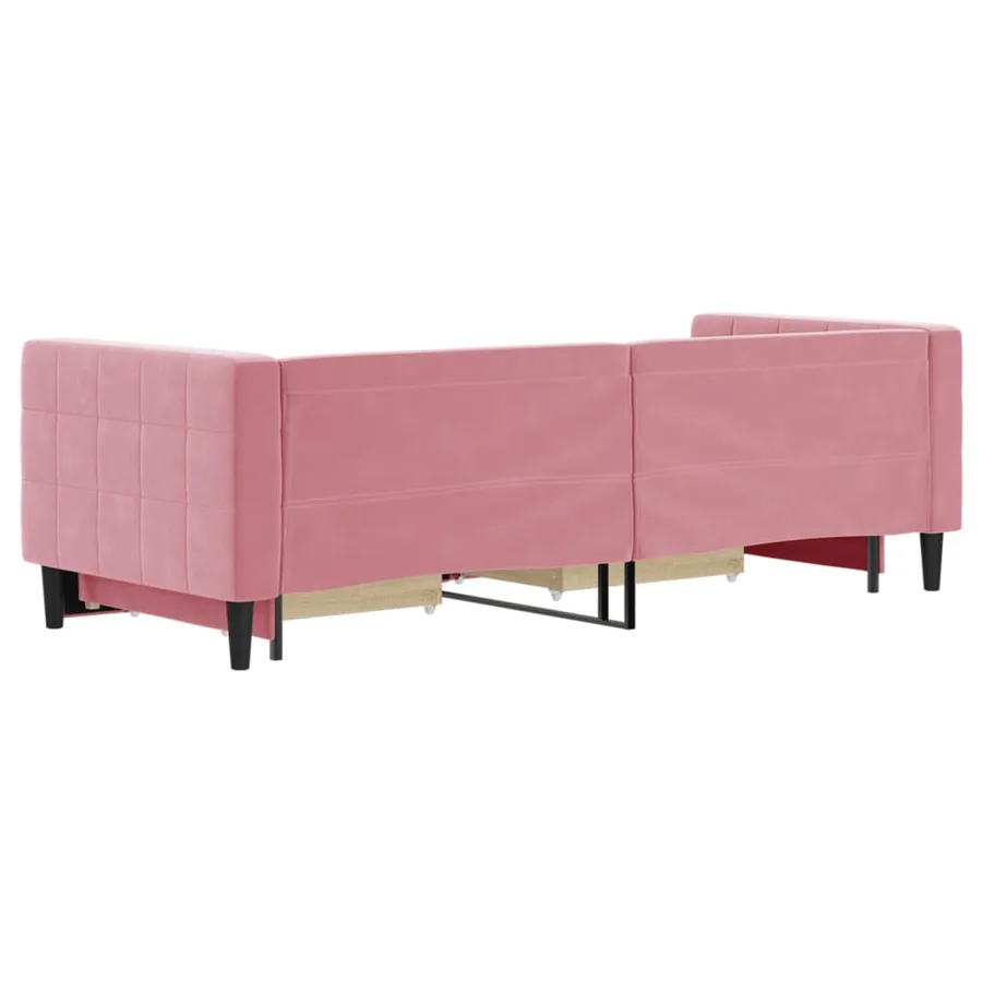 Lit de jour avec gigogne et tiroirs sans matelas rose 80x200 cm - 5