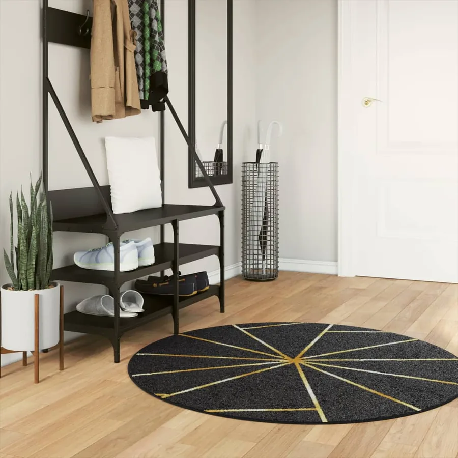 Tapis lavable noir et doré Ø 120 cm