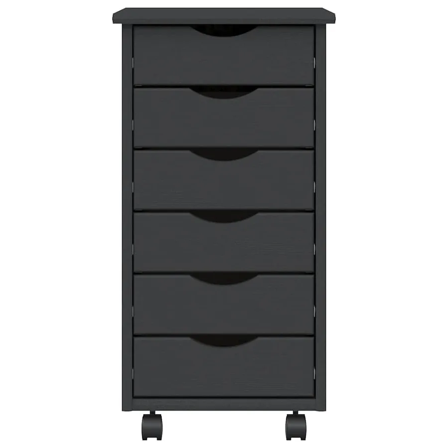 Armoire roulante avec tiroirs MOSS gris bois de pin solide - 5