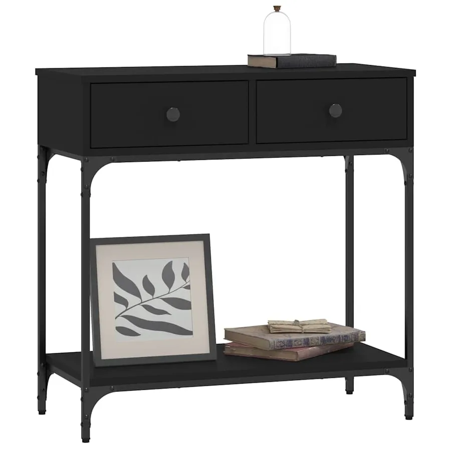 Table console noir 75x34,5x75 cm bois d'ingénierie - 7