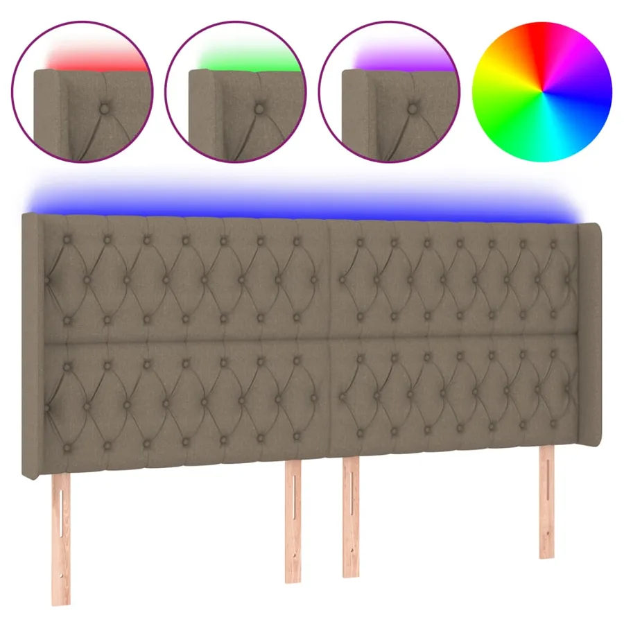 Tête de lit à LED Taupe 203x16x118/128 cm Tissu - 2