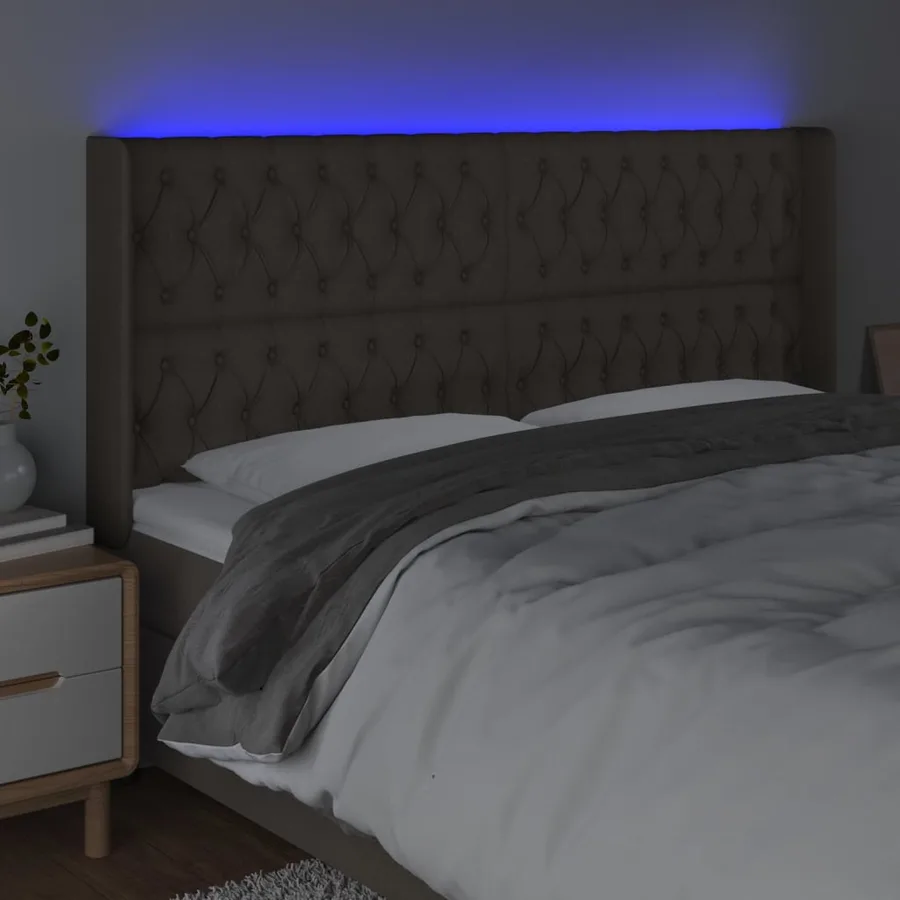 Tête de lit à LED Taupe 203x16x118/128 cm Tissu - 4