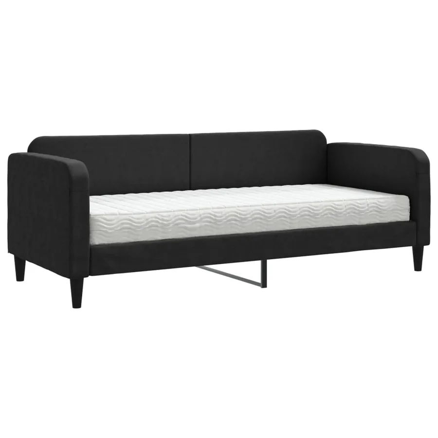 Lit de jour avec matelas noir 80x200 cm tissu - 2