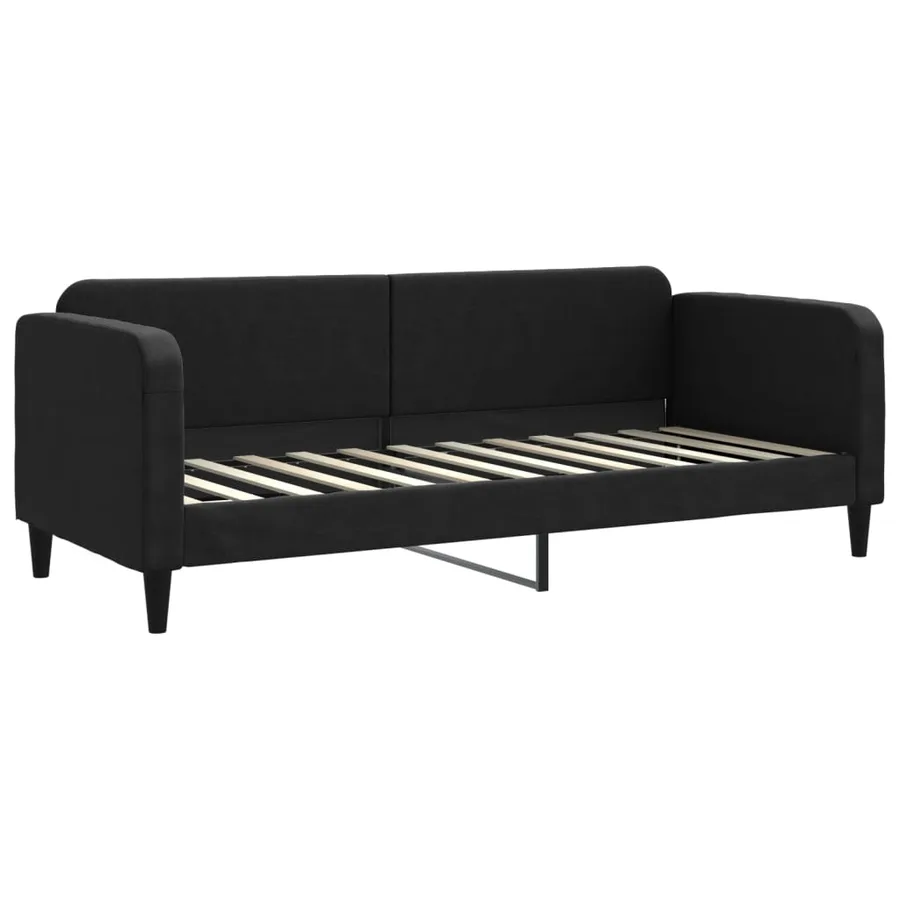 Lit de jour avec matelas noir 80x200 cm tissu - 3