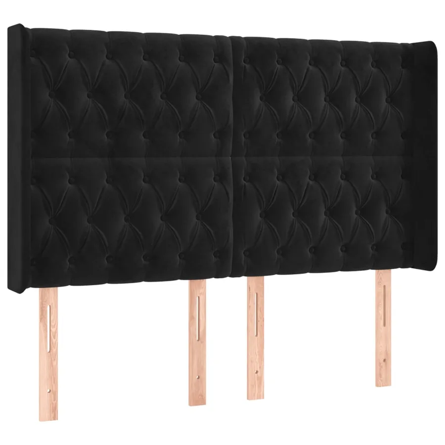 Tête de lit avec oreilles Noir 147x16x118/128 cm Velours - 2