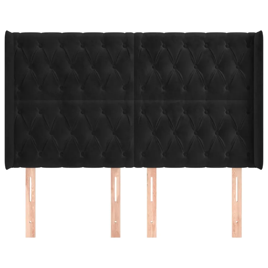 Tête de lit avec oreilles Noir 147x16x118/128 cm Velours - 3