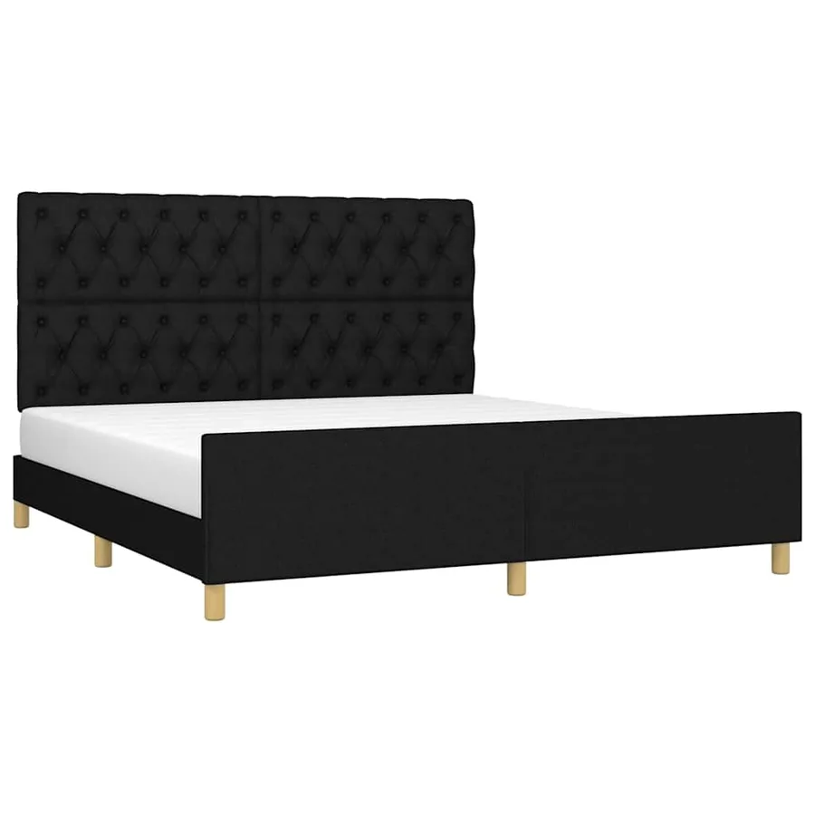Cadre de lit sans matelas noir 160x200 cm tissu - 3