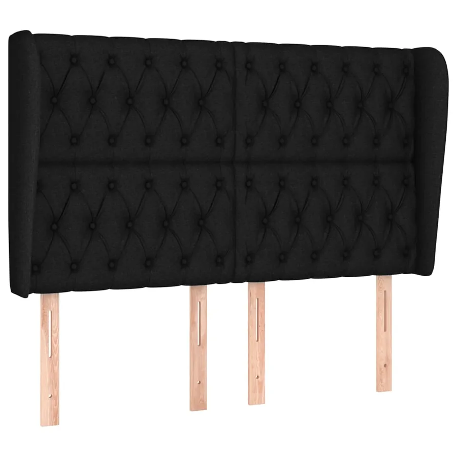 Tête de lit avec oreilles Noir 163x23x118/128 cm Tissu - 2