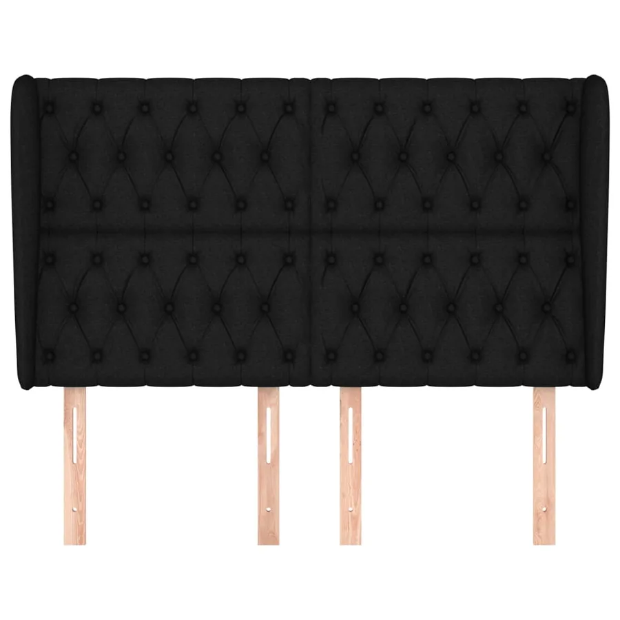 Tête de lit avec oreilles Noir 163x23x118/128 cm Tissu - 3