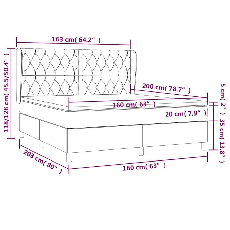 Sommier à lattes de lit avec matelas Noir 160x200 cm Tissu - 7