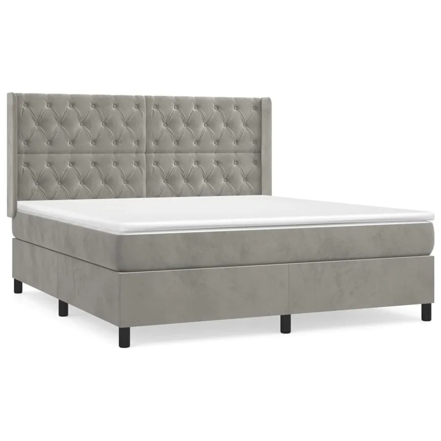 Sommier à lattes de lit et matelas Gris clair 160x200cm Velours - 2
