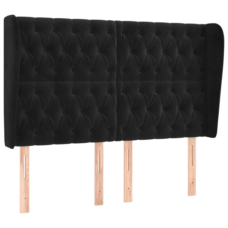 Tête de lit avec oreilles Noir 147x23x118/128 cm Velours - 2