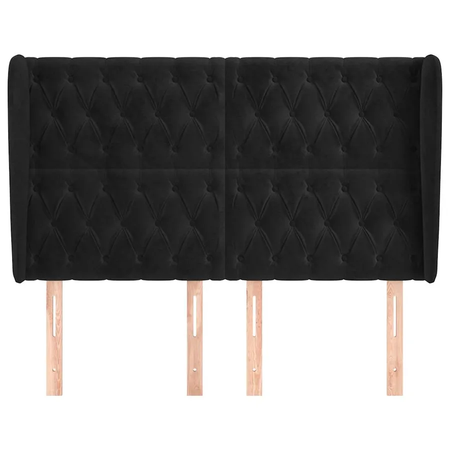Tête de lit avec oreilles Noir 147x23x118/128 cm Velours - 3