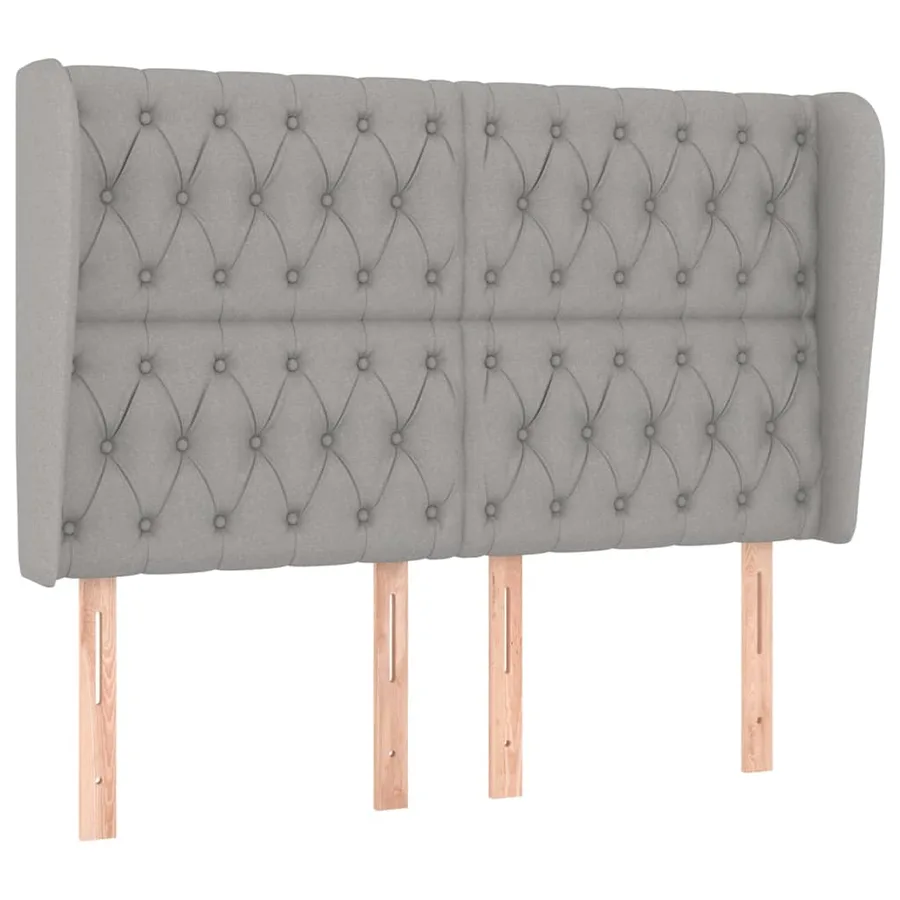 Tête de lit avec oreilles Gris clair 163x23x118/128 cm Tissu - 2