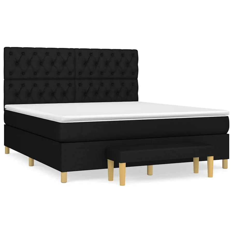 Sommier à lattes de lit avec matelas Noir 160x200 cm Tissu - 2