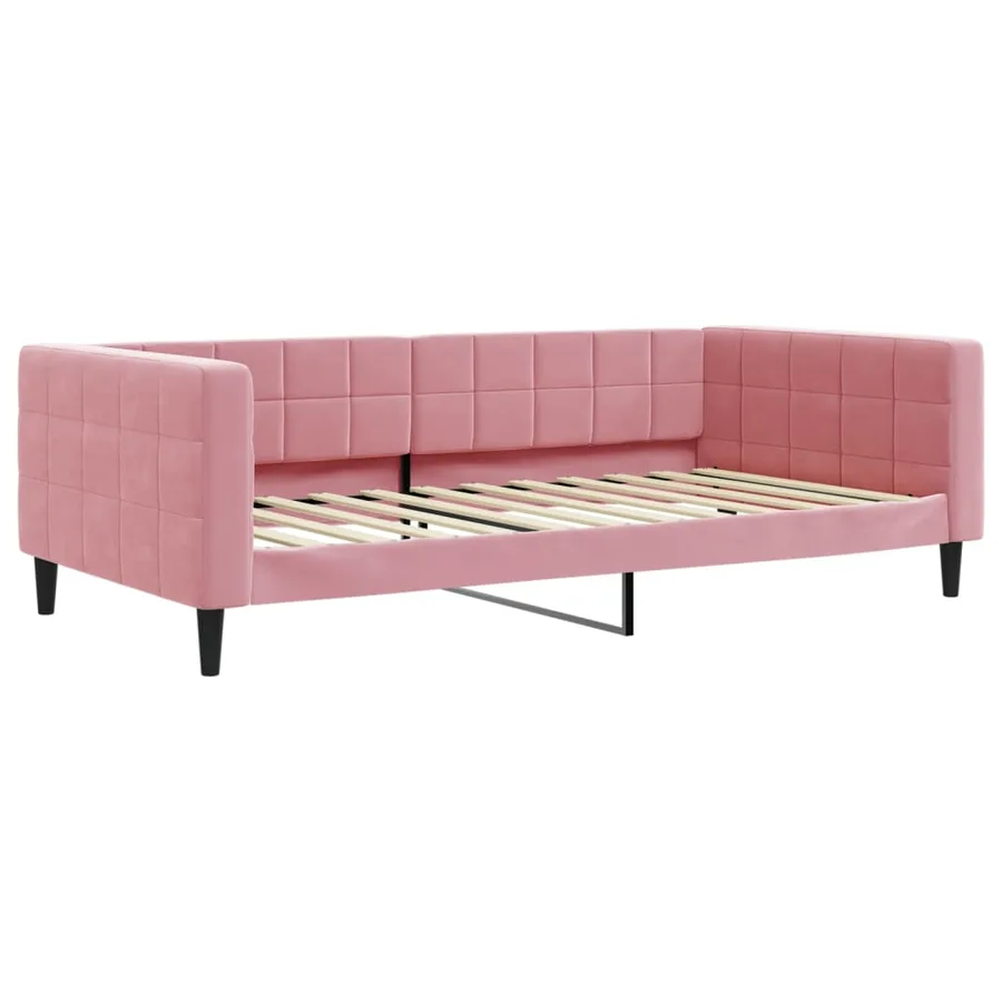 Lit de jour avec gigogne et tiroirs rose 100x200 cm velours - 6