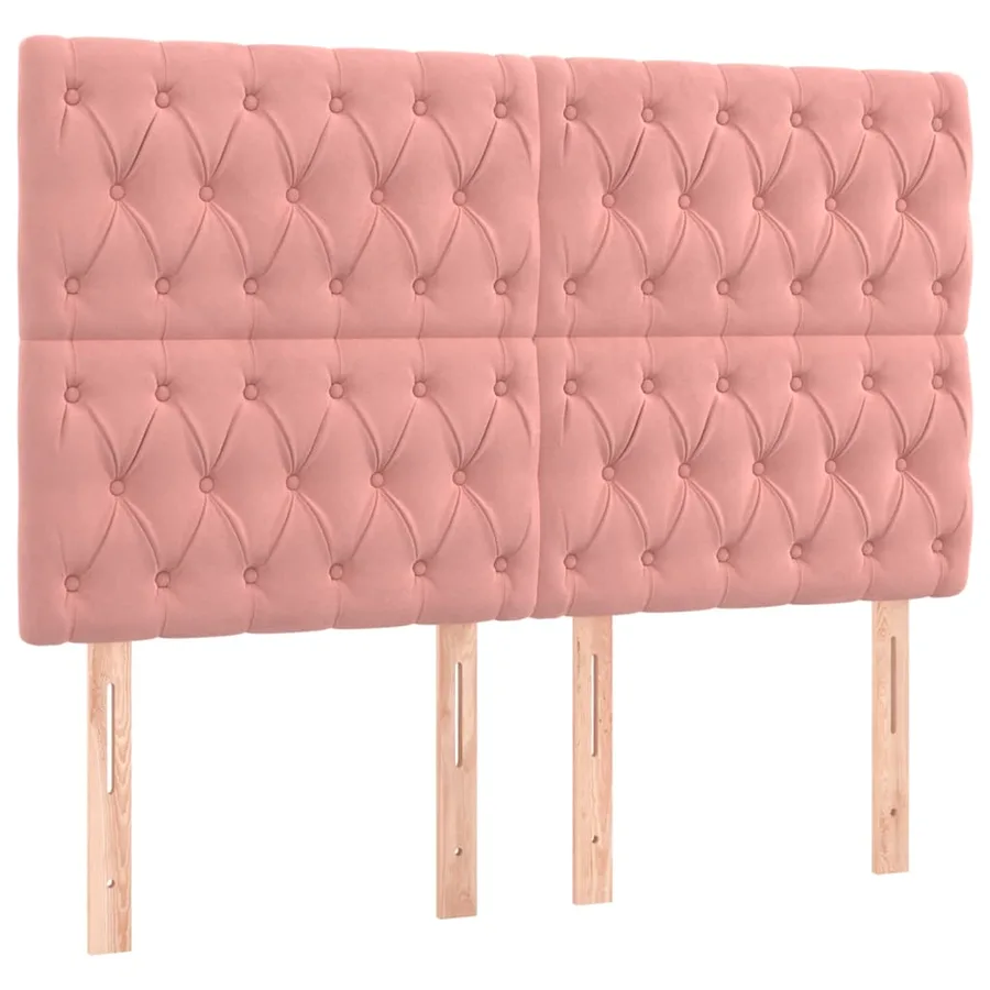 Cadre de lit sans matelas rose 140x200 cm velours - 8