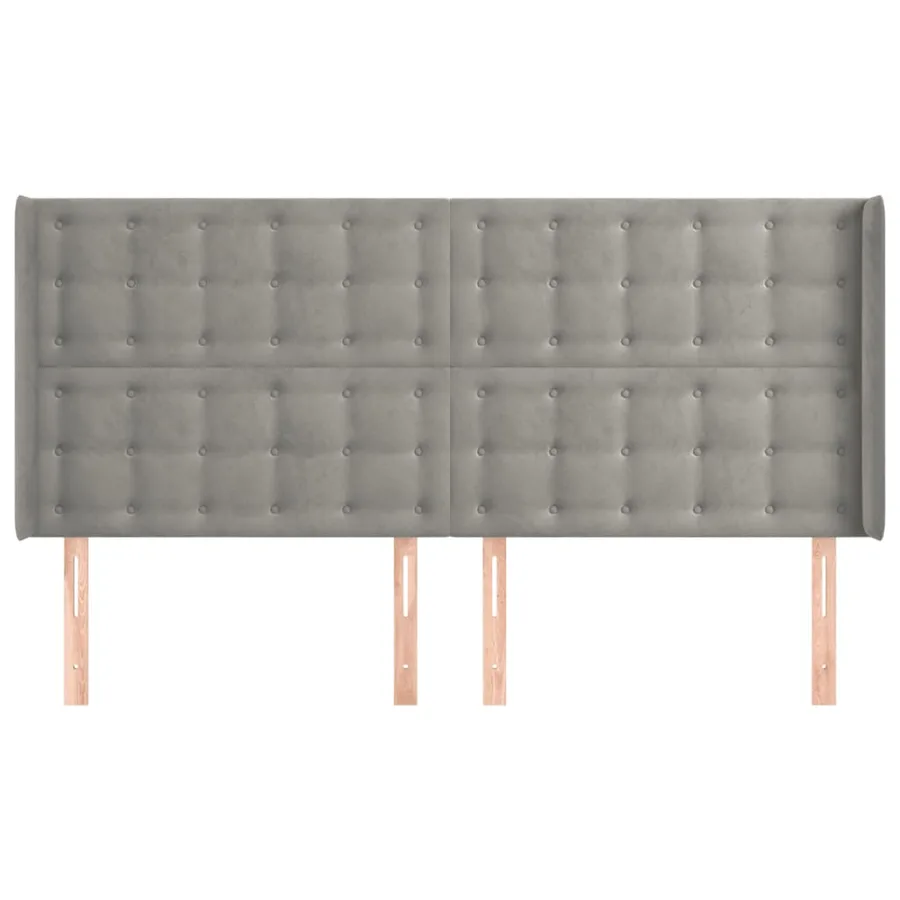 Tête de lit avec oreilles Gris clair 183x16x118/128 cm Velours - 3