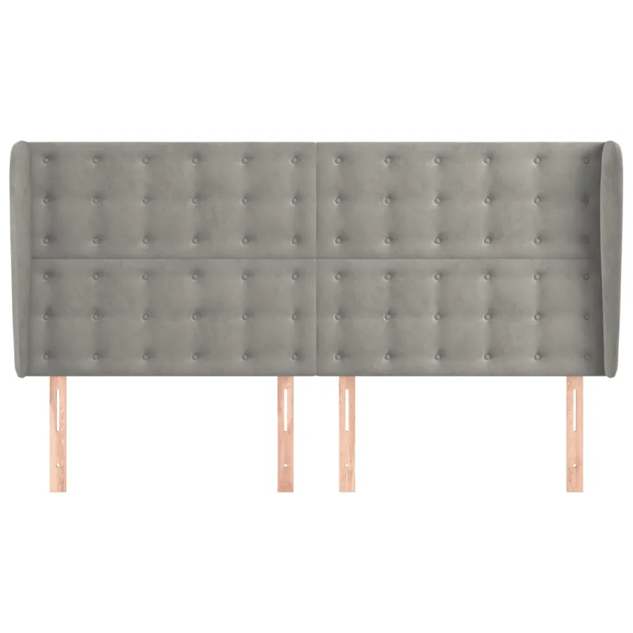 Tête de lit avec oreilles Gris clair 183x23x118/128 cm Velours - 3