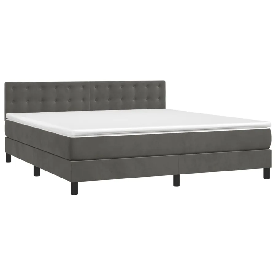 Sommier à lattes de lit matelas et LED Gris foncé 180x200 cm - 3