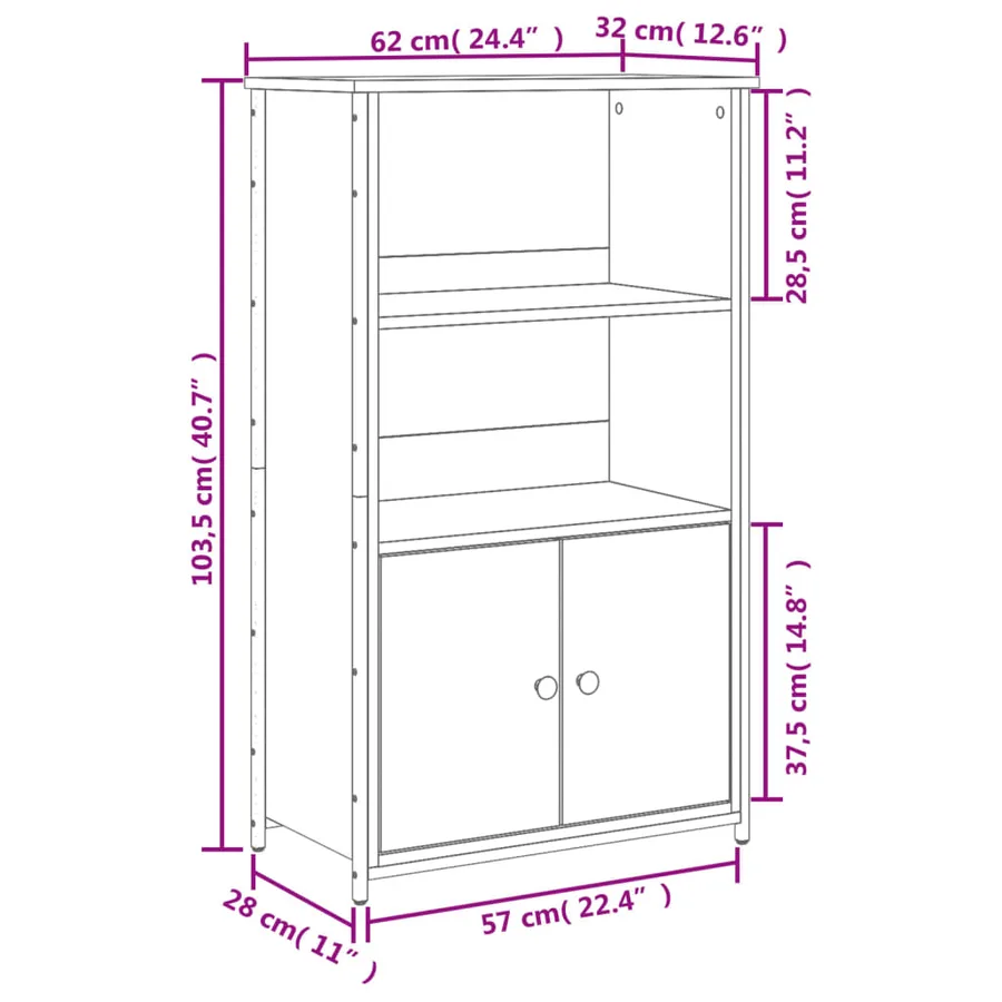 Buffet haut sonoma gris 62x32x103,5 cm bois d'ingénierie - 10