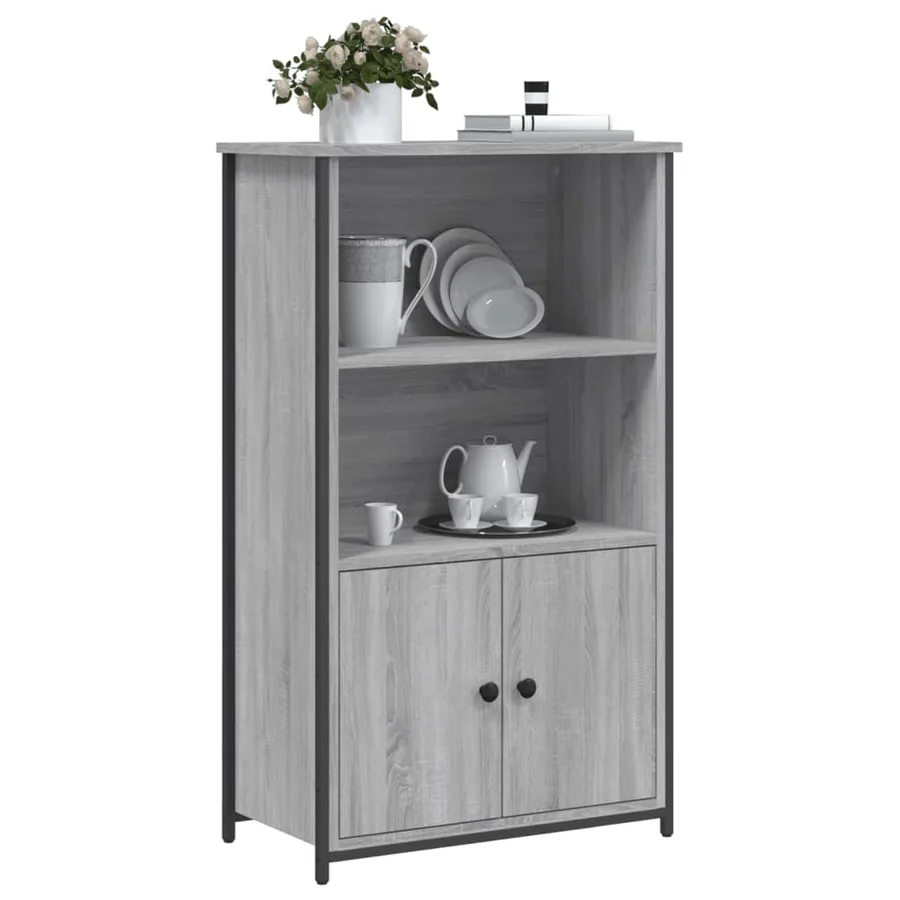 Buffet haut sonoma gris 62x32x103,5 cm bois d'ingénierie - 3