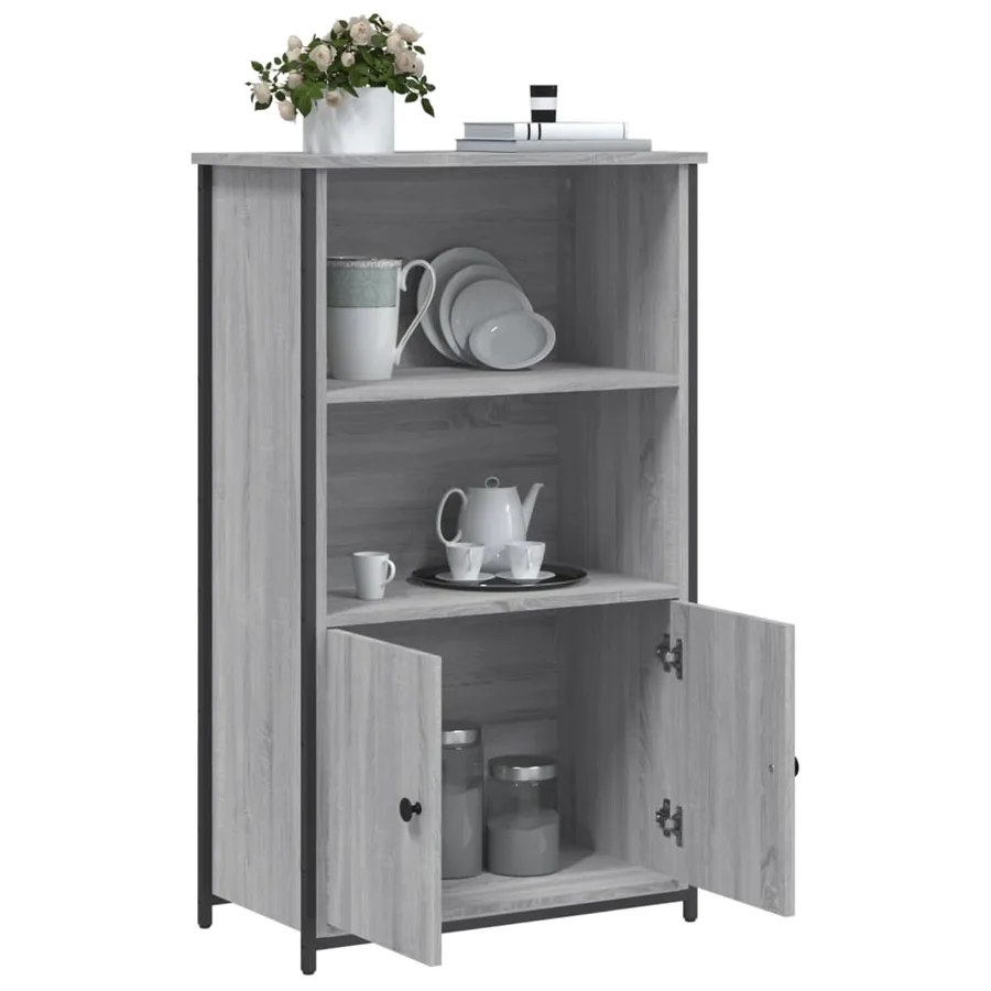 Buffet haut sonoma gris 62x32x103,5 cm bois d'ingénierie - 4
