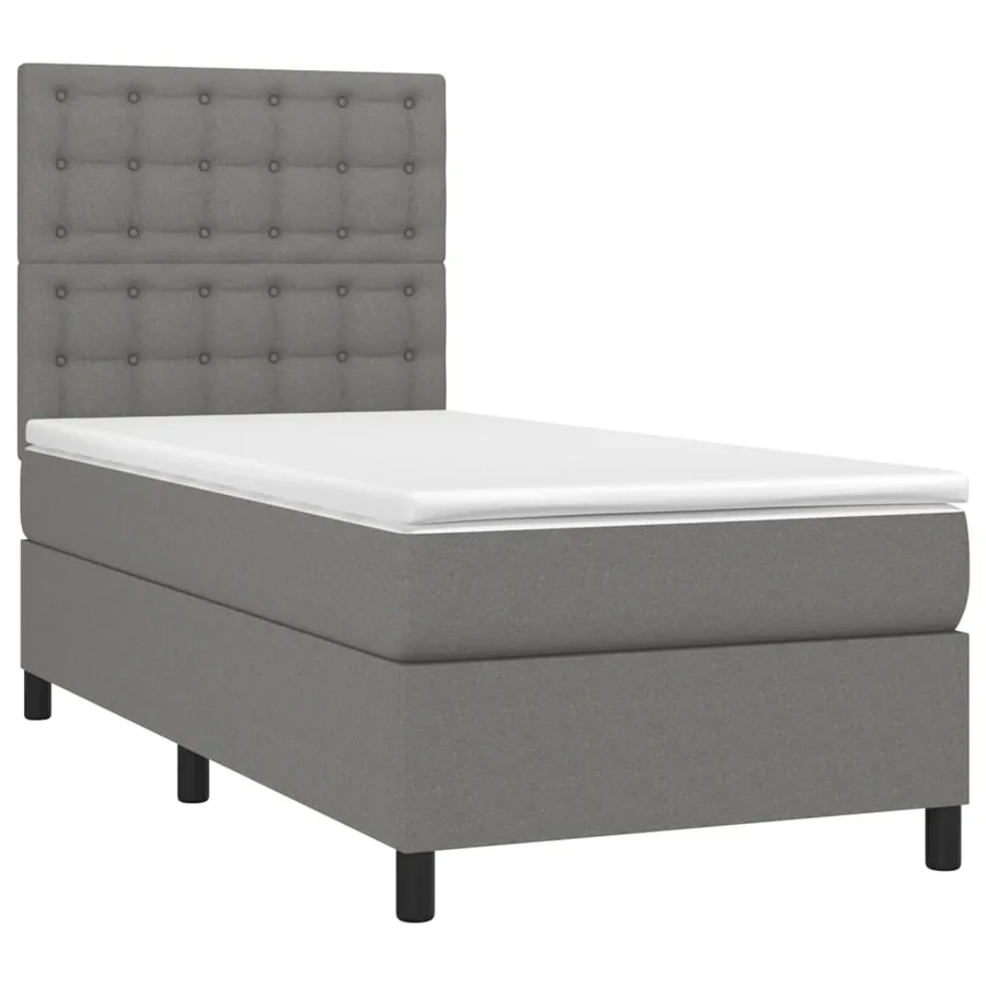 Sommier à lattes de lit avec matelas et LED Gris foncé 90x190cm - 3