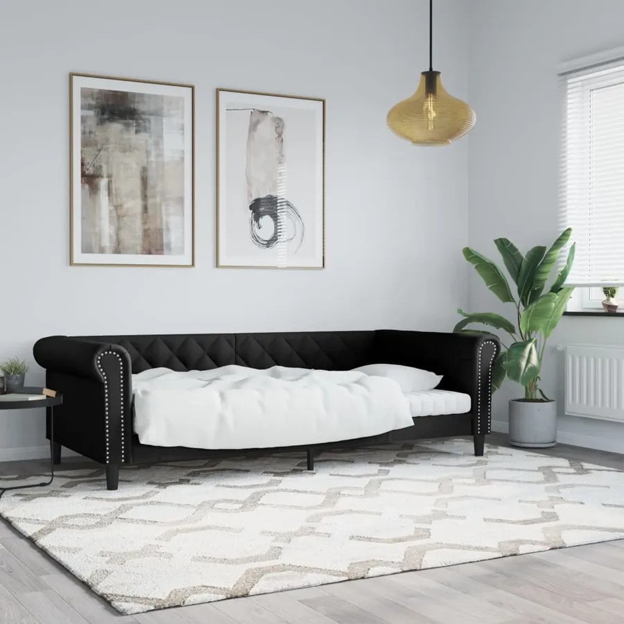 Lit de jour sans matelas noir 80x200 cm similicuir