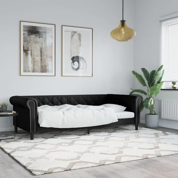 Lit de jour sans matelas noir 80x200 cm similicuir