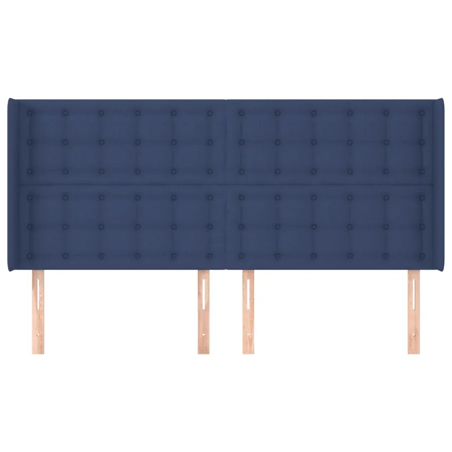 Tête de lit avec oreilles Bleu 183x16x118/128 cm Tissu - 3