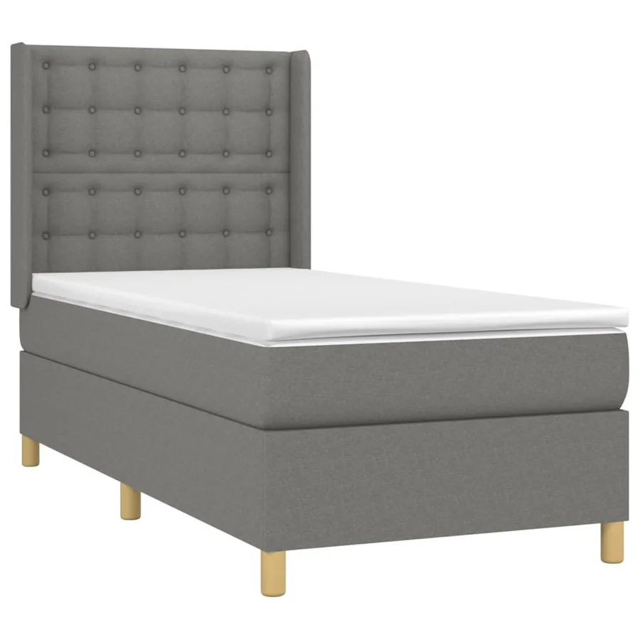 Sommier à lattes de lit matelas LED Gris foncé 90x190cm Tissu - 4